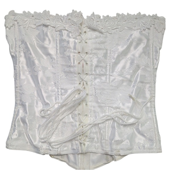 Empire Intimates Other - White Satin Floral Lace Up Corset Bustier Bridal Wedding Night‎ Size 36 Feminine